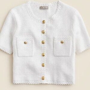 J. Crew Short-Sleeve Sweater Lady Jacket in White Size XS NWT
